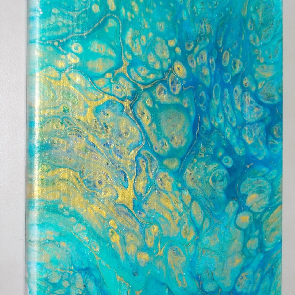Original "Aqua Maze" acrylic painting, 8"x10"